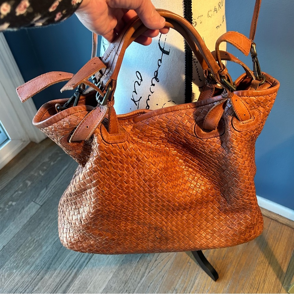 Valentina hand woven genuine Italian leathers tote